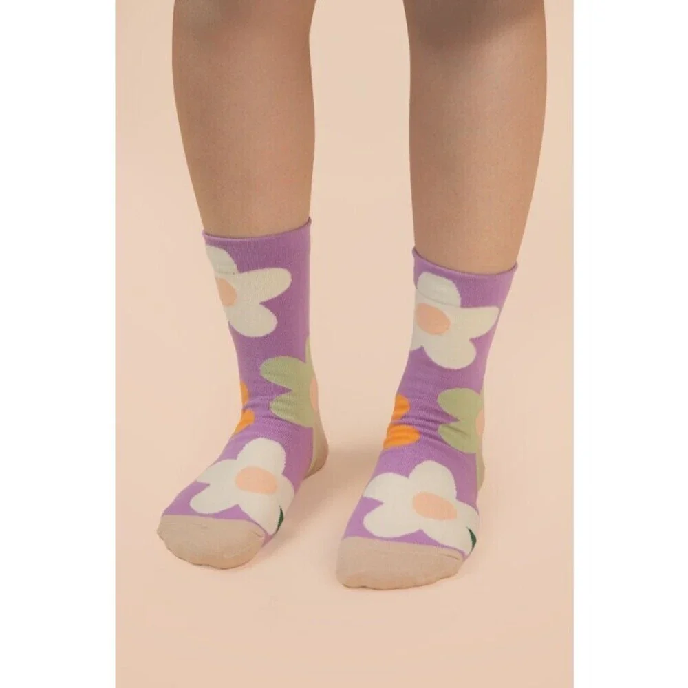 SC10007C-1 B Very M Multi Color Floral Print Socks Mauve One Size